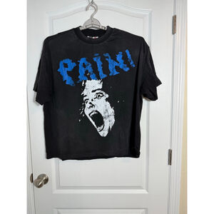 Men's WELCOME PAIN Black Blue Graphic Short Sleeve Tee XL